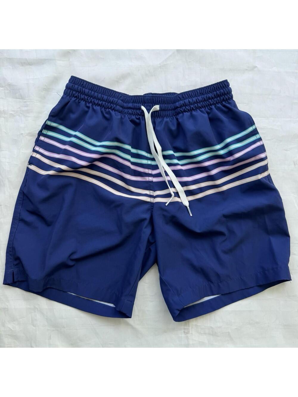 Chubbies Mens Swim Trunks Medium 7” Inseam Blue Striped Lined Board Shorts